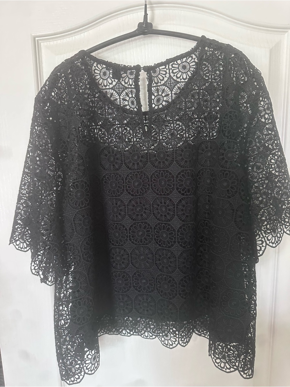 Ann Taylor XL black lace overlay top